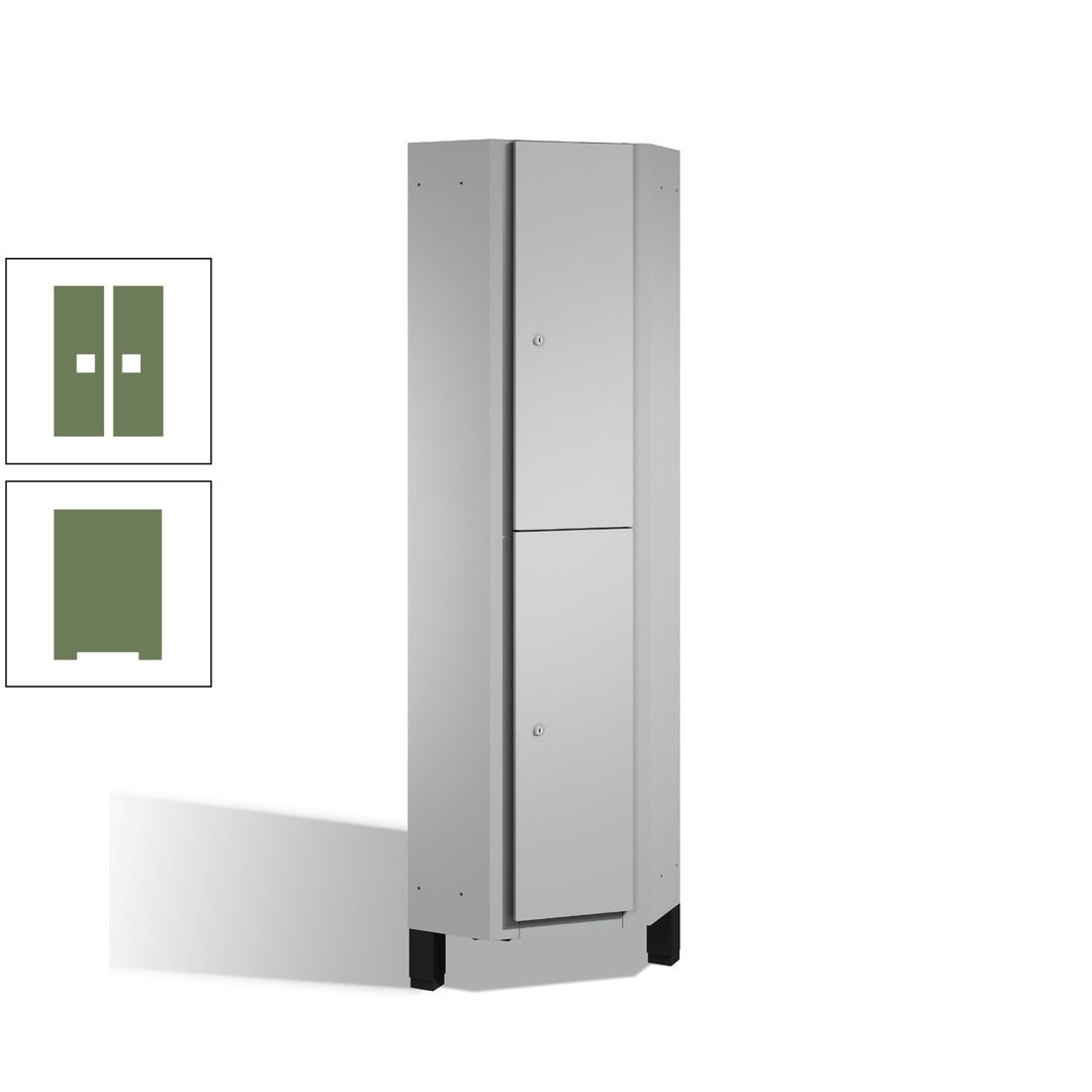 Eckschrank, Spind, auf Füßen, 2 Personen, 1.980 x 500 mm (HxT), Korpus anthrazitgrau, Tür anthrazitgrau