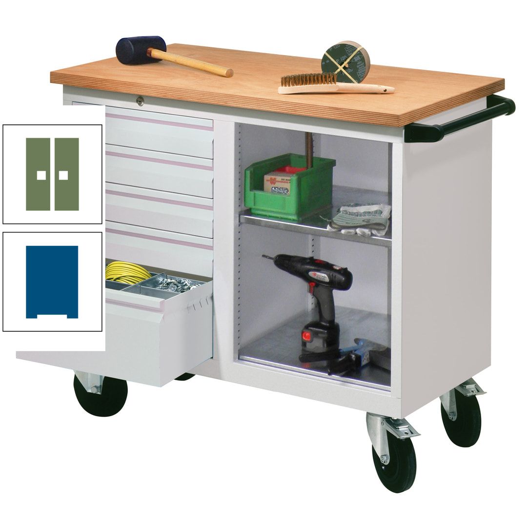 Mobile Werkbank - Werkstattwagen - 915 x 1.090 x 600 mm - 5 Schubladen und Ablagefach - anthrazitgrau