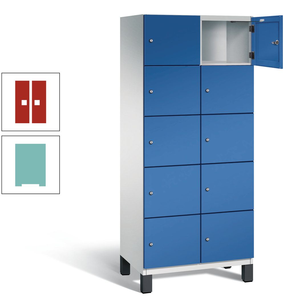 Fächerschrank, Stahlschrank, 10 Fächer, Türöffnungsbegrenzer, Füße, 1.980 x 800 x 525 mm (HxBxT), Korpus anthrazitgrau, Front anthrazitgrau