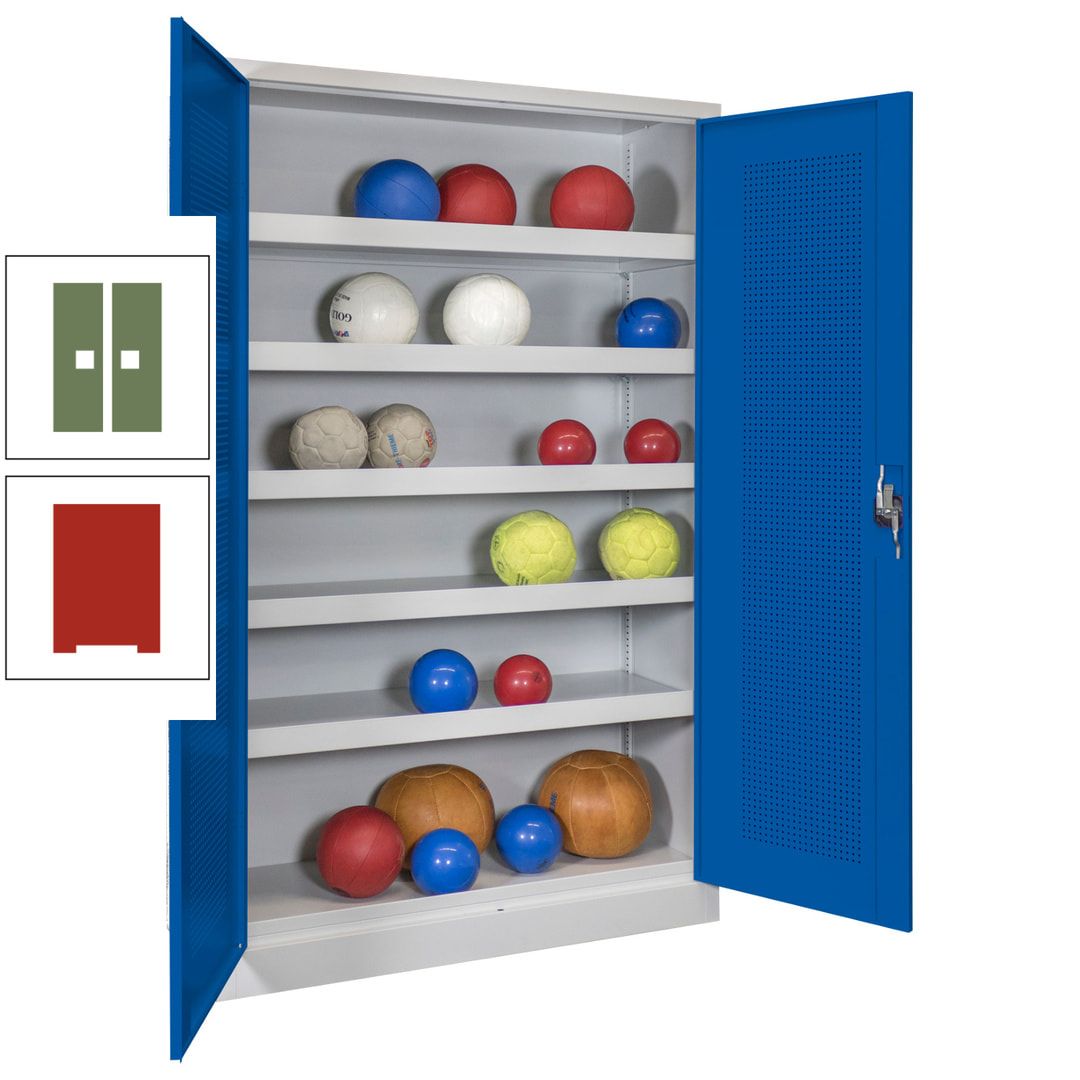 Ballschrank - Lochfeldtüren - 5 Böden - 1.950x1.200x500 mm (HxBxT) - anthrazitgrau