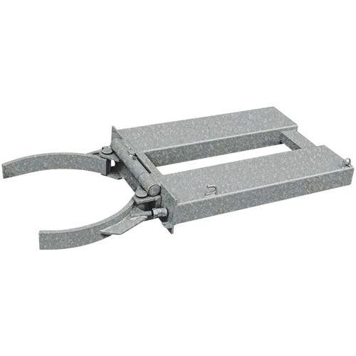 Fassgreifer für Gabelstapler, Kapazität 1 x 220 l Fass, Traglast 500 kg, Kettensicherung, Oberfläche Feuerverzinkt