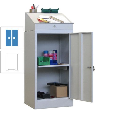 Stehpult mit Schrank - Vollblechtür - Zylinderschloss - 1 Ausziehboden - 1.270x500x500 mm (HxBxT) - anthrazitgrau
