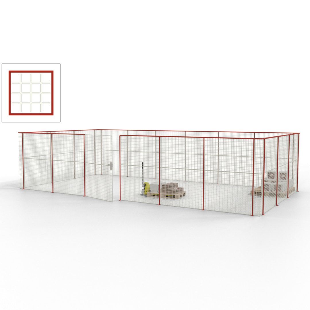 Maschinen Schutzgitter - Hallentrennwand - Sicherheitszaun - Tür - 27 m - 2.200 x 9.400 x 4.900 mm (HxBxT) - enzianblau