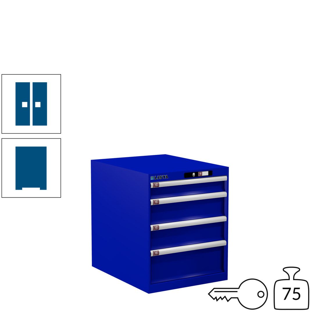 Lista Schubladenschrank - 14.350.010 - 700x564x725 mm (HxBxT) - 4 Schubladen - 75 kg - Key Lock - lichtblau (RAL 5012)