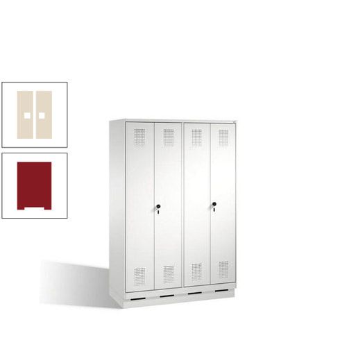 Doppel-Spind, Doppeltüren, Garderobenschrank mit Sockel, 4 Abteile a 300 mm, Korpus anthrazitgrau, Tür anthrazitgrau, 1.800 x 1.200 x 500 mm (HxBxT)