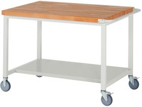 Mobile Werkbank mit Ablageboden - höhenverstellbar 880-1.080 mm - 1.250 x 900 mm (BxT) - Traglast 450 kg - Farbe wählbar