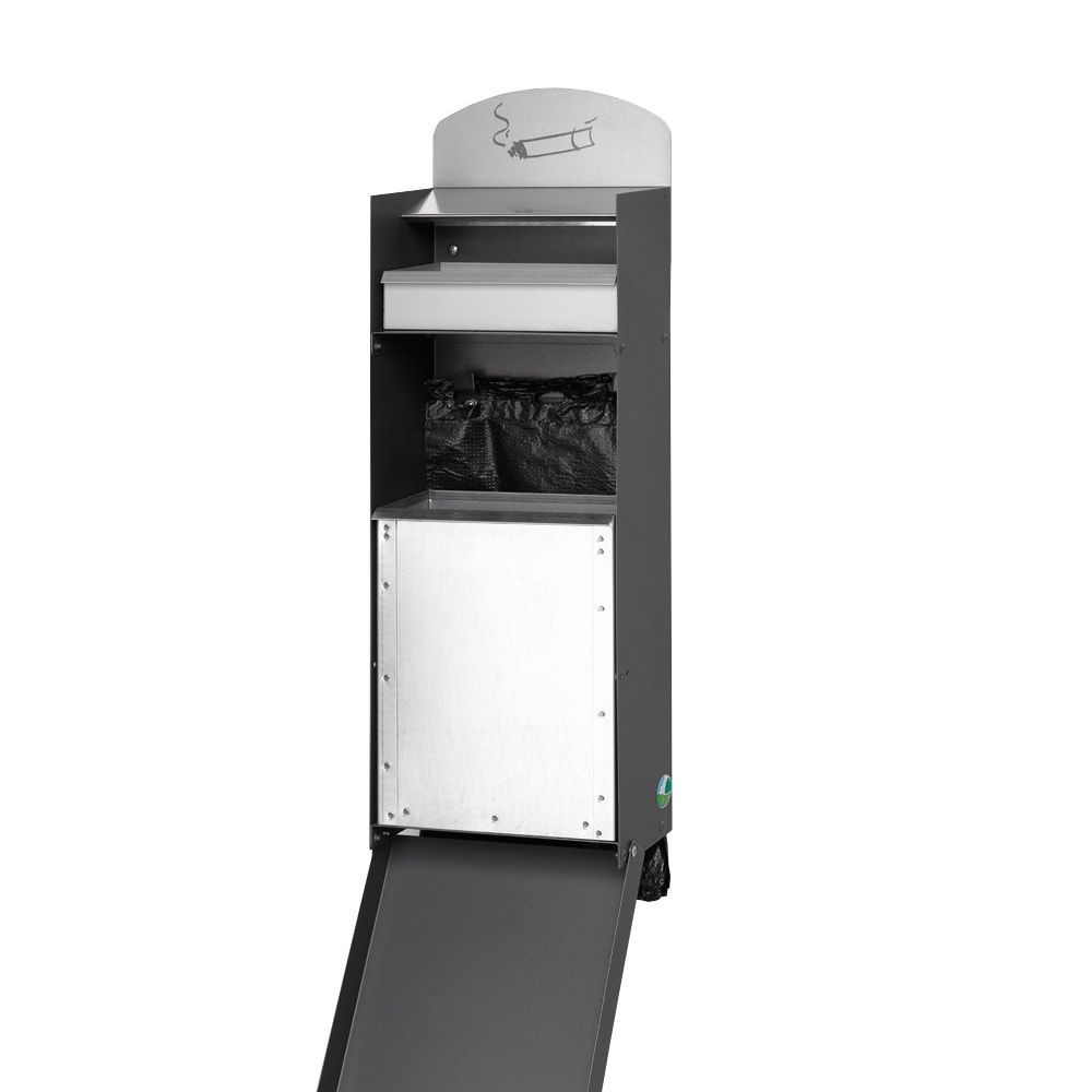 Hundetoilette - Beutelspender und Ascher - für 200 Beutel - Wand- oder Pfostenbefestigung - 600 x 205 x 130 mm (HxBxT) - Eisenglimmer