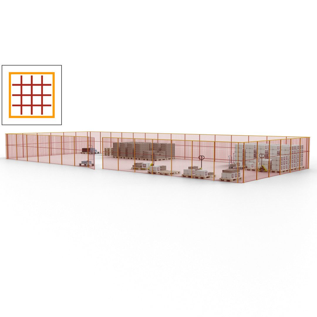 Maschinen Schutzgitter - Hallentrennwand - Sicherheitszaun - Tür - 63 m - 2.200 x 22.900 x 9.400 mm (HxBxT) - enzianblau
