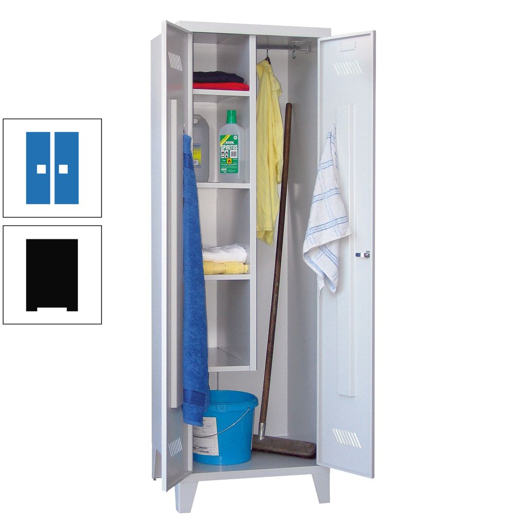 Putzschrank mit Füßen - 1 Abteil mit Trennwand - 1.850x600x500 mm (HxBxT) - Drehriegel - anthrazitgrau