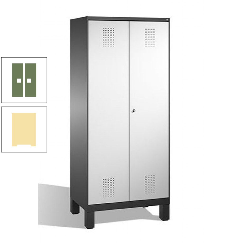Mehrzweckschrank, Doppeltüren, auf Füßen, 2 Abteile a 400 mm, Korpus anthrazitgrau, Tür anthrazitgrau, 1.850 x 800 x 500 mm (HxBxT)