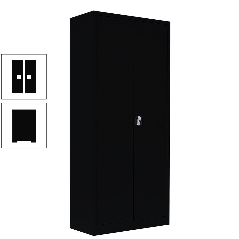 Aktenschrank, Büroschrank, abschließbar, Flügeltüren, 4 Fachböden, 1.800 x 800 x 383 mm (HxBxT), Stahl, Korpus und Türen in enzianblau