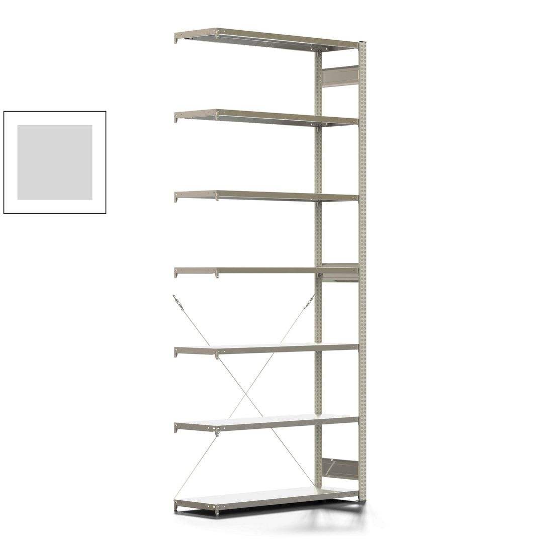 Fachbodenregal mit Tiefenriegel - 350 kg - 3.000 x 1.285 x 426 mm (HxBxT) - Anbauregal - 7 Böden - enzianblau - Lagerregal - Steckregal BERT