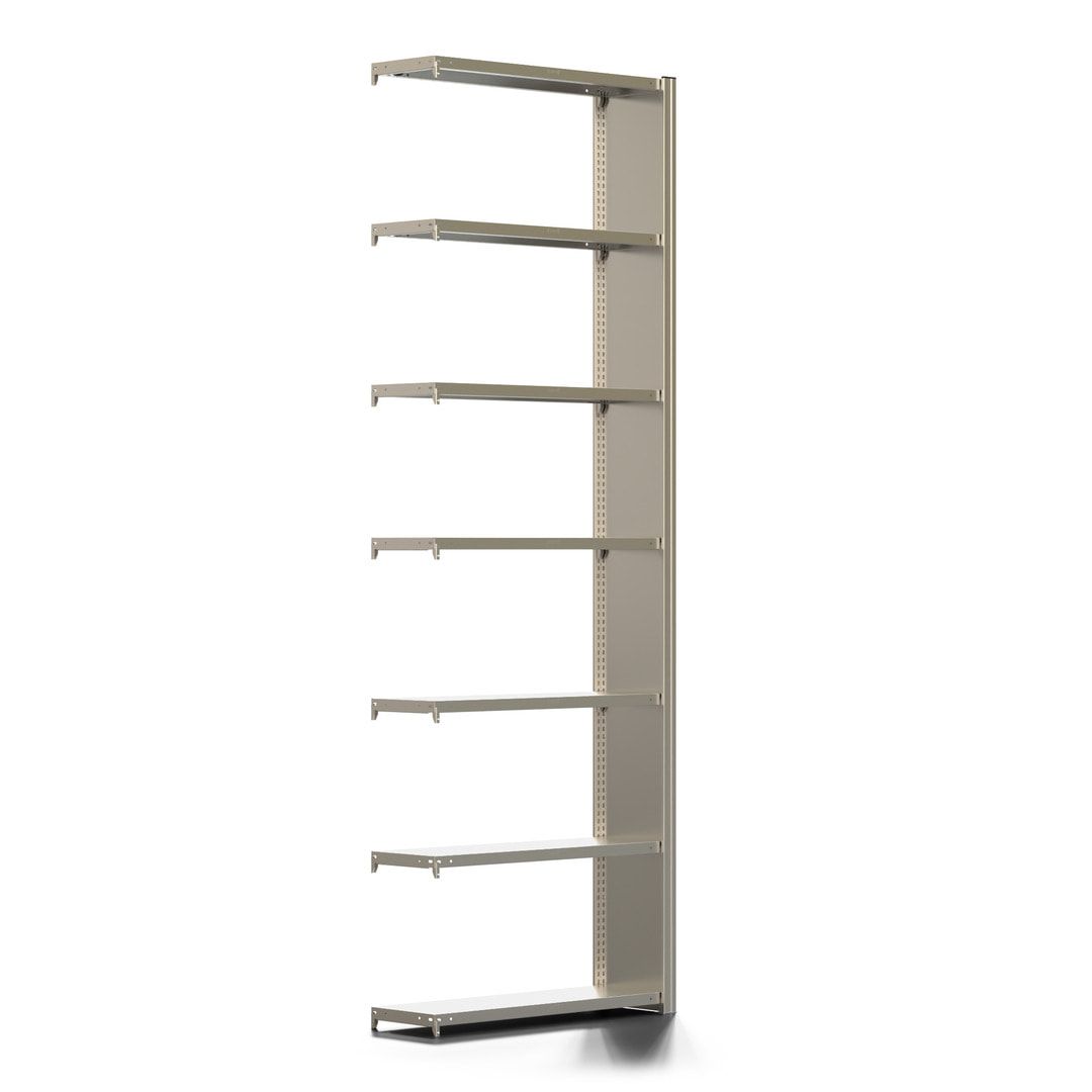 Fachbodenregal mit Seitenwand - 350 kg - 3.000 x 1.005 x 300 mm (HxBxT) - Anbauregal - 7 Böden - verzinkt - Lagerregal - Steckregal - BERT