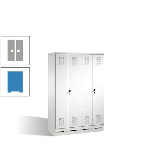 Doppel-Spind, Doppeltüren, Garderobenschrank mit Sockel, 4 Abteile a 300 mm, Korpus anthrazitgrau, Tür anthrazitgrau, 1.800 x 1.200 x 500 mm (HxBxT)