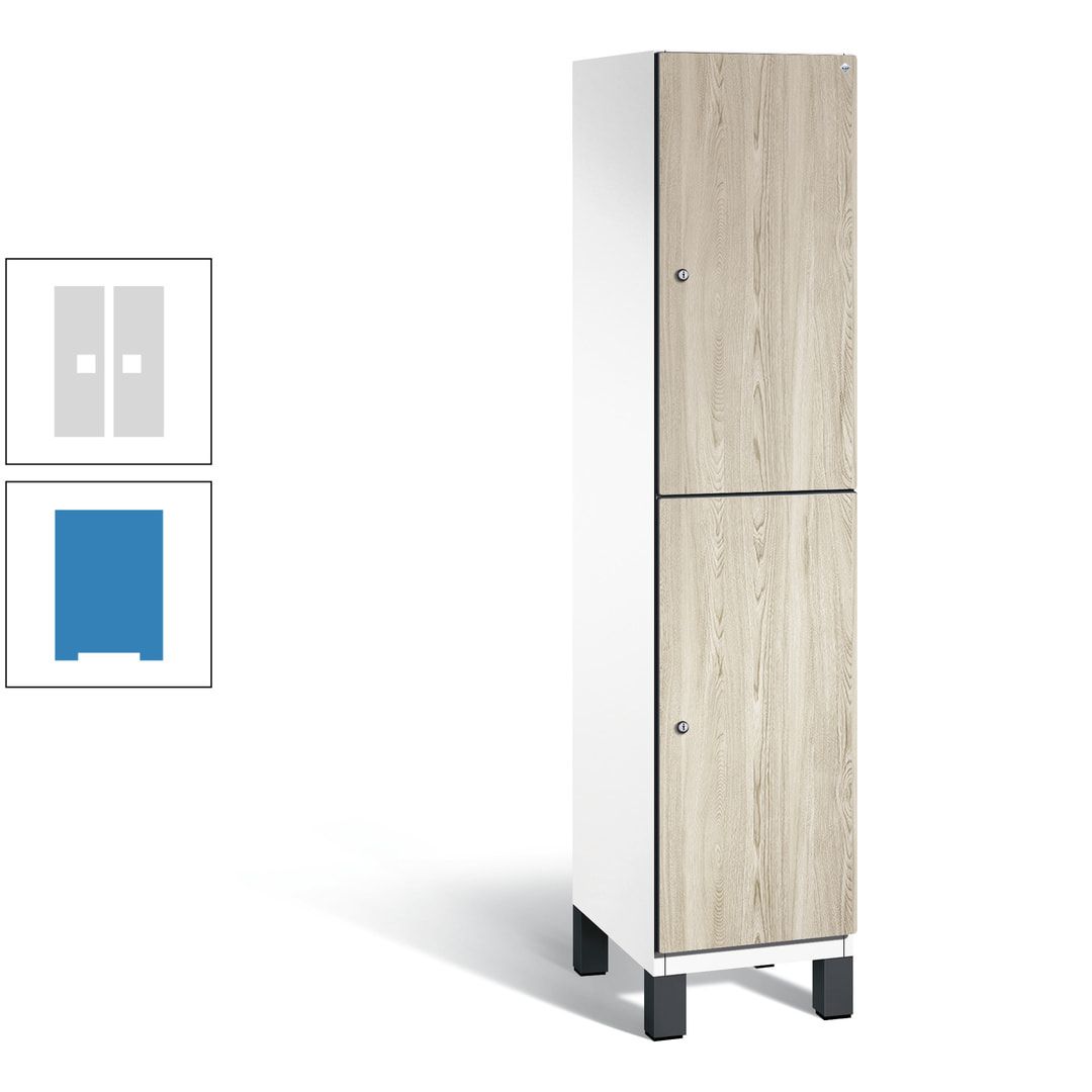 Fächerschrank, Garderobenschrank, mit Füßen, 1 Abteile, 1.980 x 400 x 525 mm (HxBxT), Korpus anthrazitgrau, Tür Donau-Ahorn