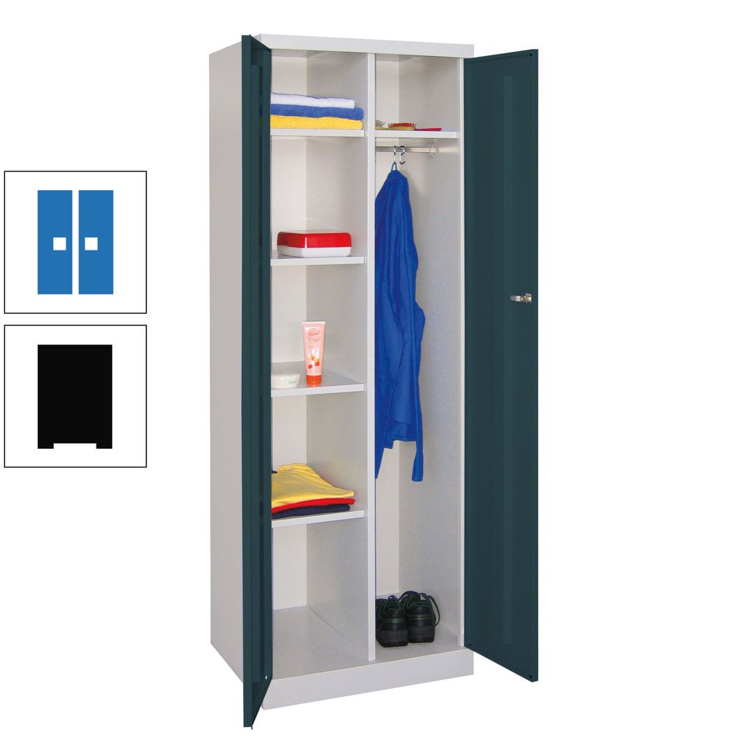Kleiderschrank mit Sockel - Spind - 1 Abteil mit Trennwand - 1.800x600x500 mm (HxBxT) - Zylinderschloss - anthrazitgrau