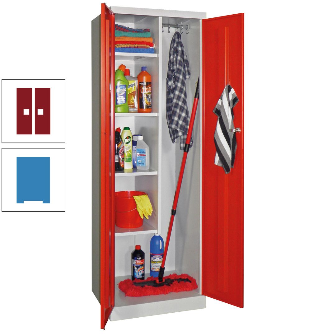 Putzschrank mit Sockel - 1 Abteil mit Trennwand - 1.800x600x500 mm (HxBxT) - Zylinderschloss - anthrazitgrau