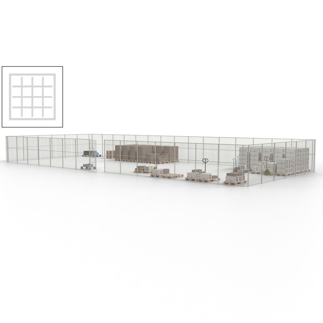 Maschinen Schutzgitter - Hallentrennwand - Sicherheitszaun - Tür - 63 m - 2.200 x 22.900 x 9.400 mm (HxBxT) - enzianblau