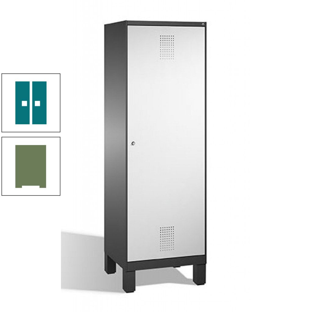 Doppel-Spind, Garderobenschrank, 1 Tür für 2 Abteile a 300 mm, Korpus anthrazitgrau, Türen anthrazitgrau, 1.850 x 600 x 500 mm (HxBxT)