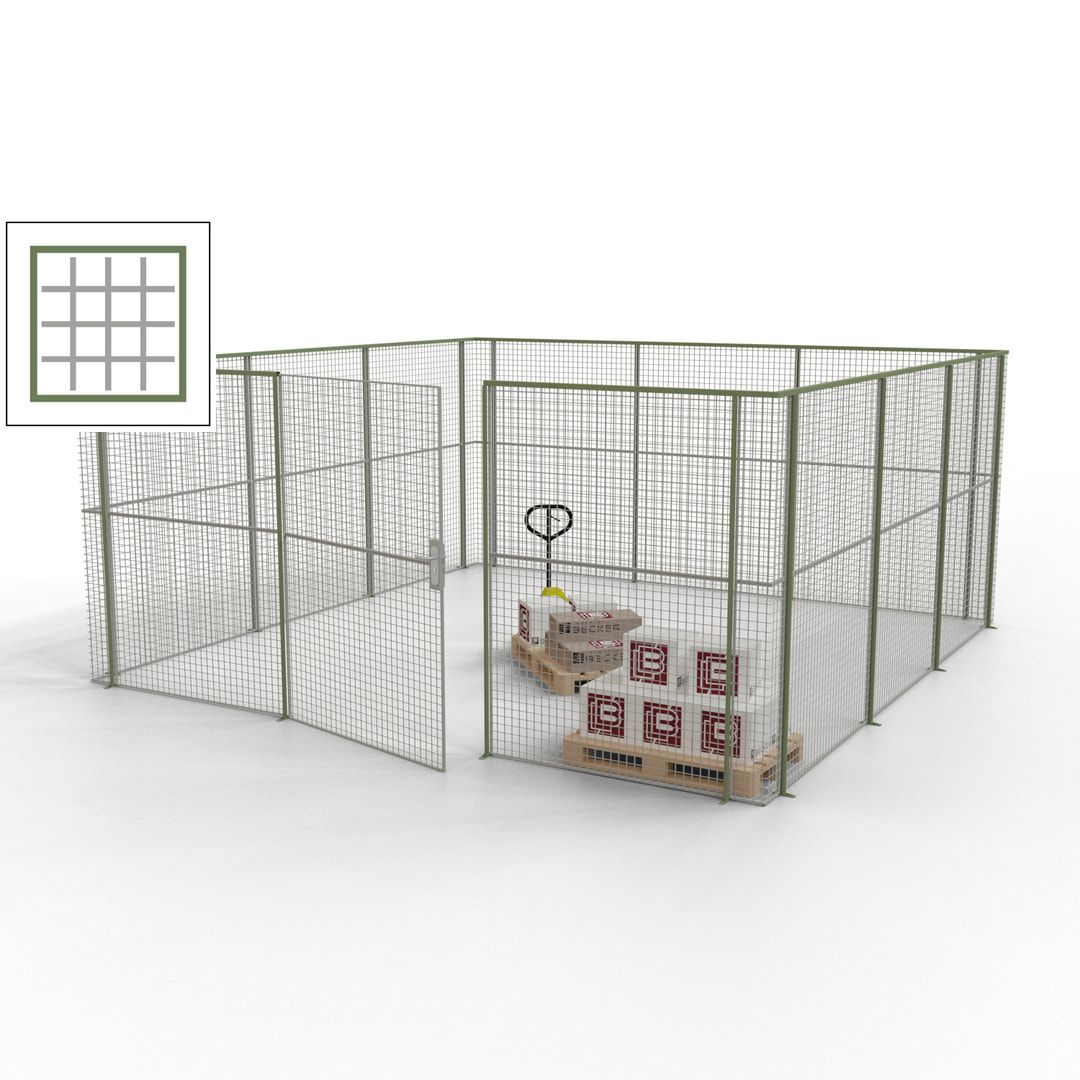 Maschinen Schutzgitter - Hallentrennwand - Sicherheitszaun - Tür - 18 m - 2.200 x 4.900 x 4.900 mm (HxBxT) - enzianblau