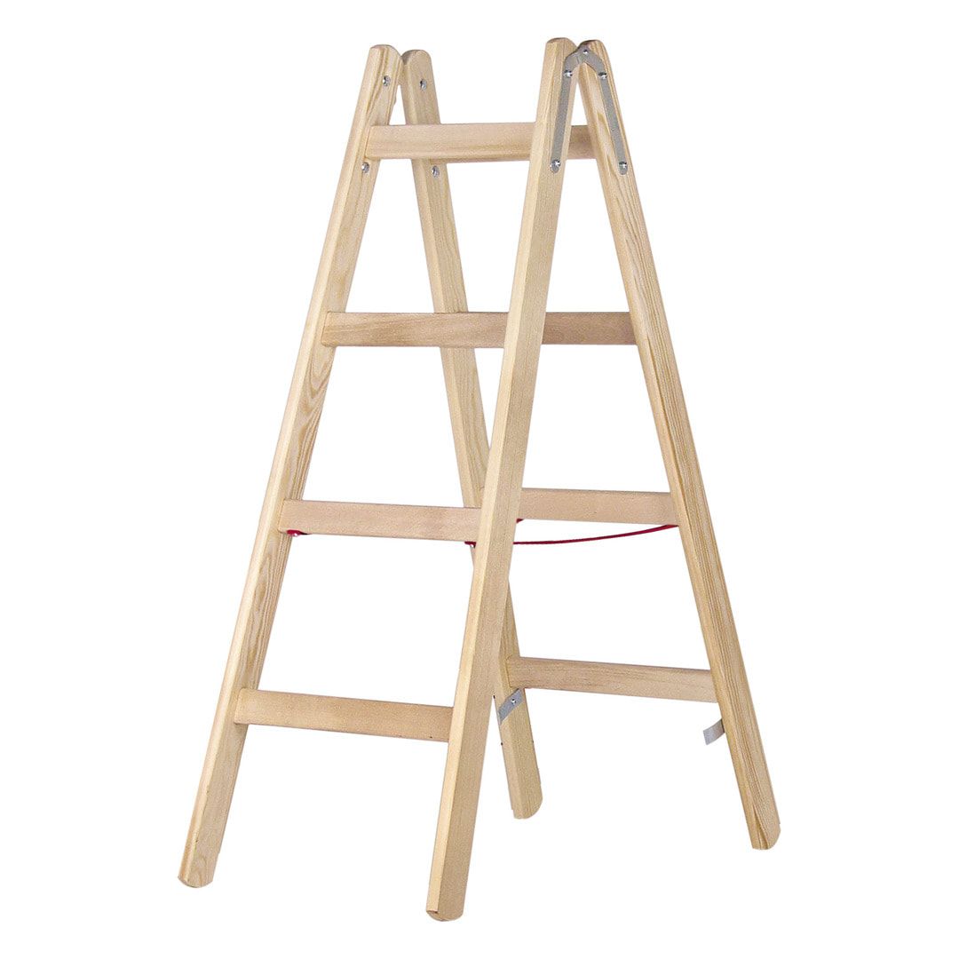 Holz-Sprossenstehleiter - beidseitig begehbar - 2x10 Sprossen - Länge 2.920 mm - Holzleiter - Hymer