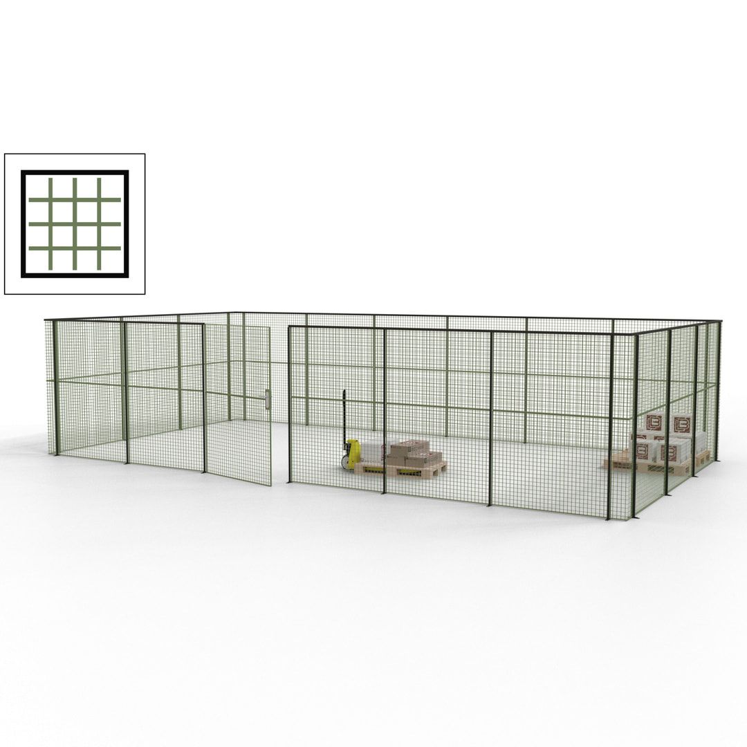 Maschinen Schutzgitter - Hallentrennwand - Sicherheitszaun - Tür - 27 m - 2.200 x 9.400 x 4.900 mm (HxBxT) - enzianblau