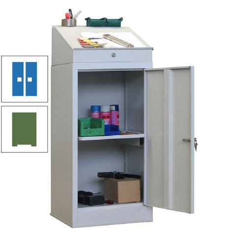 Stehpult mit Schrank - Vollblechtür - Zylinderschloss - 1 Ausziehboden - 1.270x500x500 mm (HxBxT) - anthrazitgrau