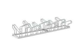 Fahrrad-Bügelparker, Rundrohr, Silber, Stahl, 12 Stellplätze, für extrabreite Fahrräder, höhenversetzt, Reihenverbindung, 415 x 2.340 x 687 mm (HxBxT)