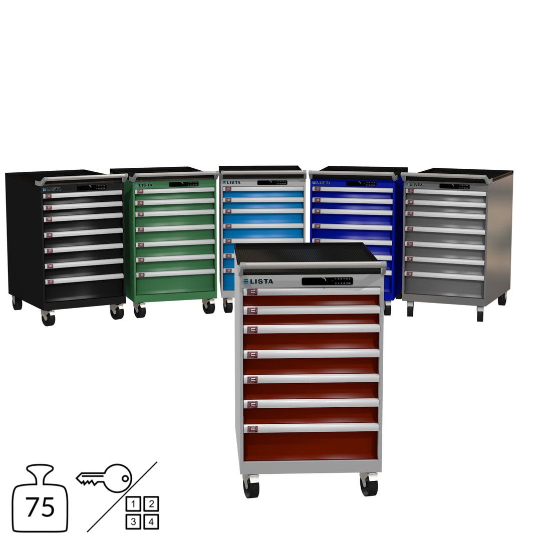 Lista Schubladenschrank - 14.373.010 - 990 x 564 x 725 mm (HxBxT) - 7 Schubladen - 75 kg - Key Lock - lichtblau (RAL 5012)
