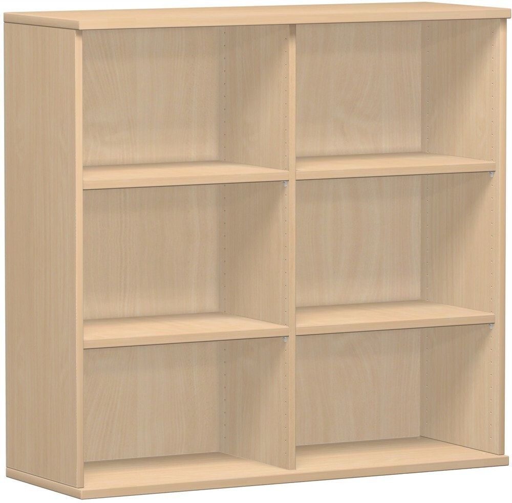 Büroregal, Metallsockel/Standfüße, 2 Einlegeböden, modular, Dreischicht-Feinspan, Einlegeboden, 1.152 x 1.000 x 425 mm (HxBxT), Dekor Ahorn
