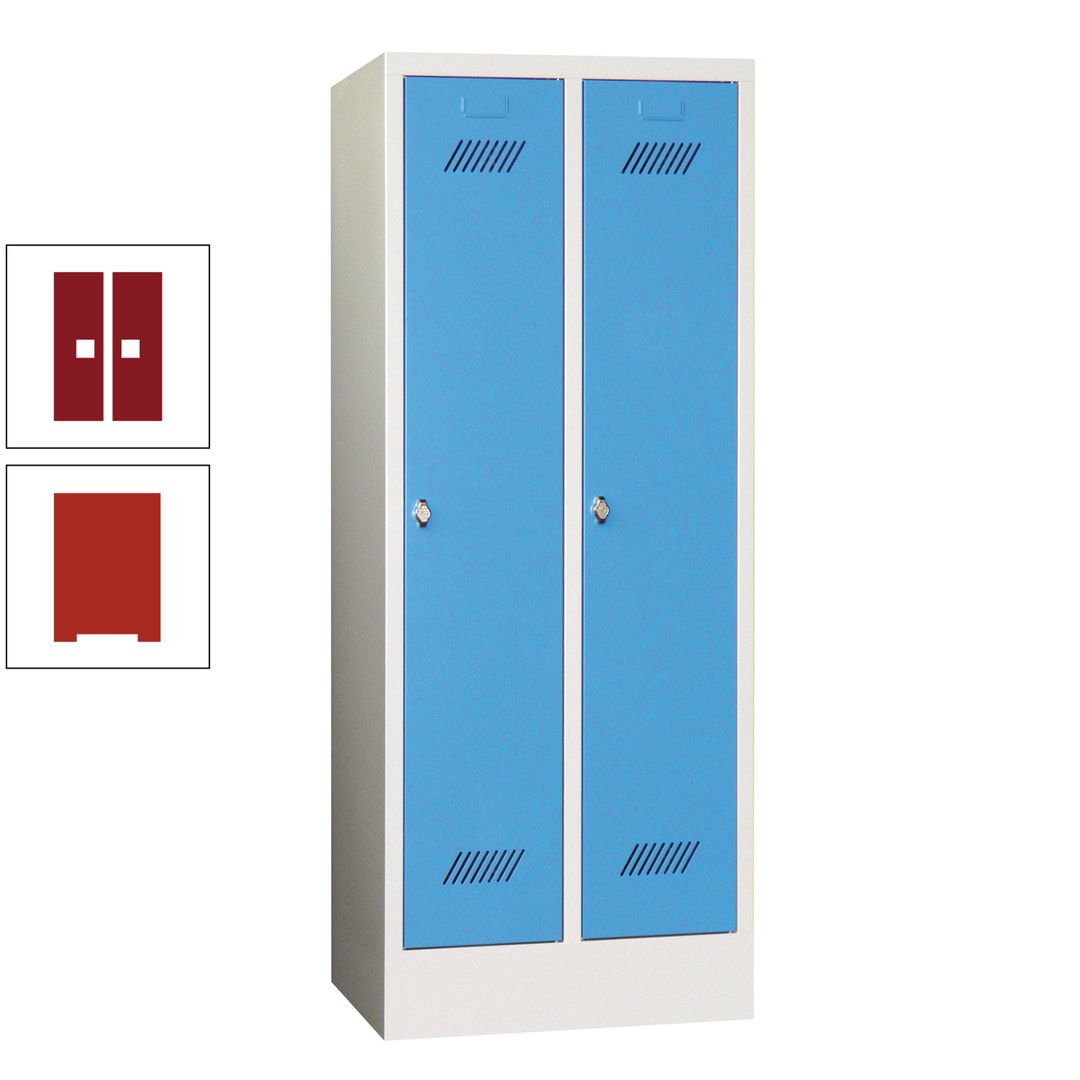 Spindschrank f. Schulen - mit Sockel - Höhe 1.600 mm - 2 Abteile a 300 mm - Drehriegel - anthrazitgrau