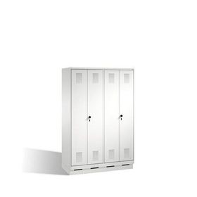 Doppel-Spind, Doppeltüren, Garderobenschrank mit Sockel, 4 Abteile a 300 mm, Korpus anthrazitgrau, Tür wählbar, 1.800 x 1.200 x 500 mm (HxBxT)