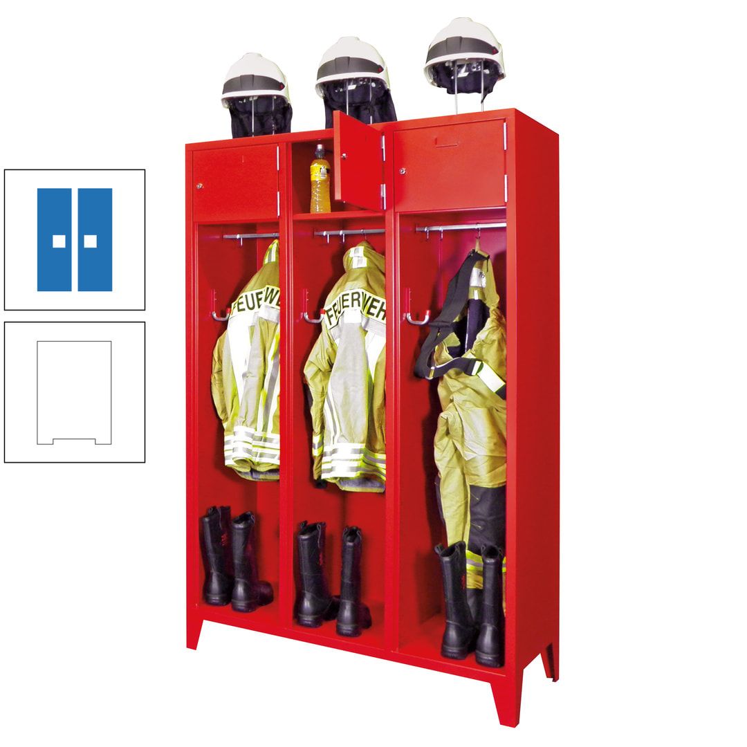 Feuerwehrschrank - 2 Abteile - Ablagefach mit Tür, Etikettenrahmen - 2.100 x 830 x 500 mm (HxBxT) - anthrazitgrau