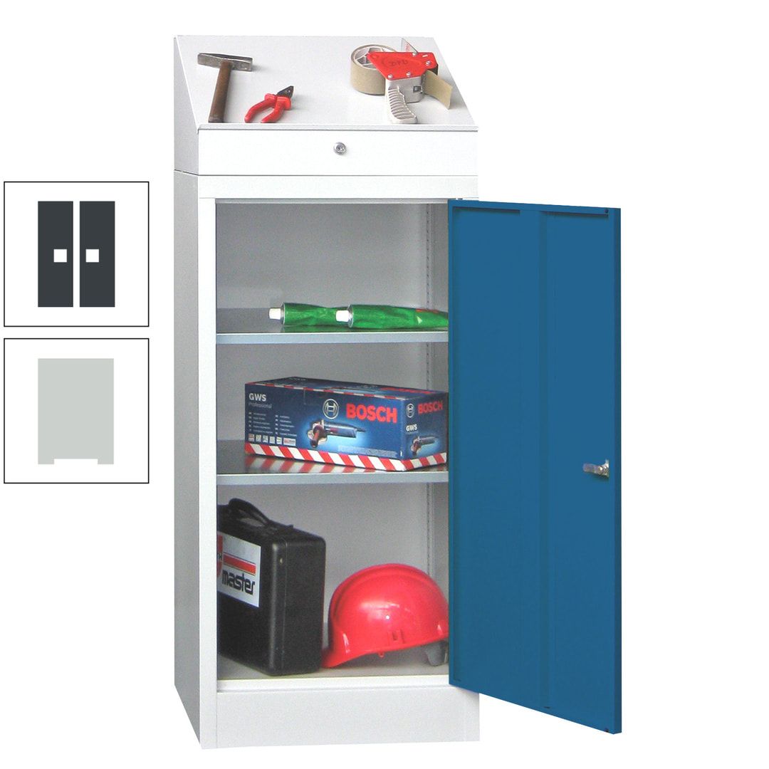 Stehpult mit Schrank - Vollblechtür - Zylinderschloss - 1.270x500x500 mm (HxBxT) - anthrazitgrau