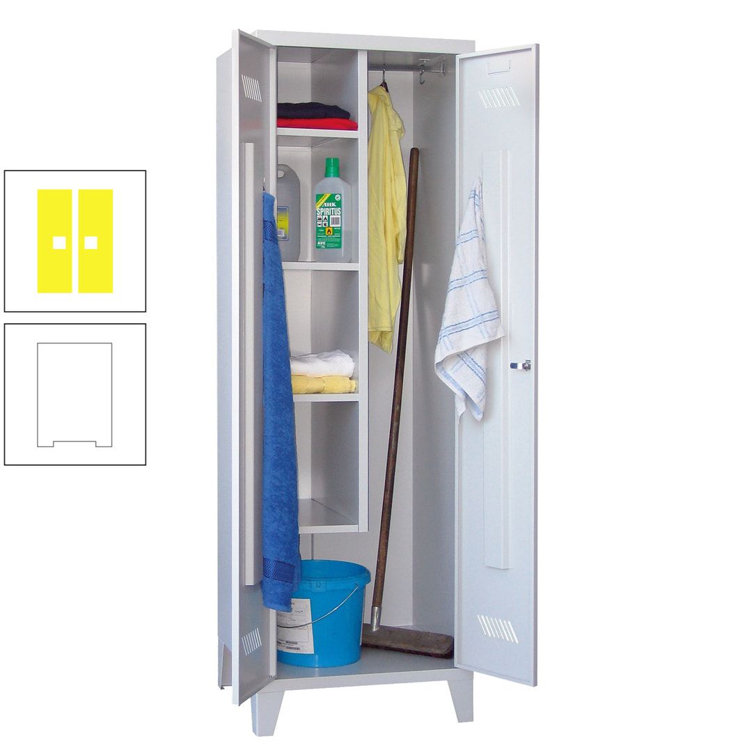 Putzschrank mit Füßen - 1 Abteil mit Trennwand - 1.850x600x500 mm (HxBxT) - Drehriegel - anthrazitgrau