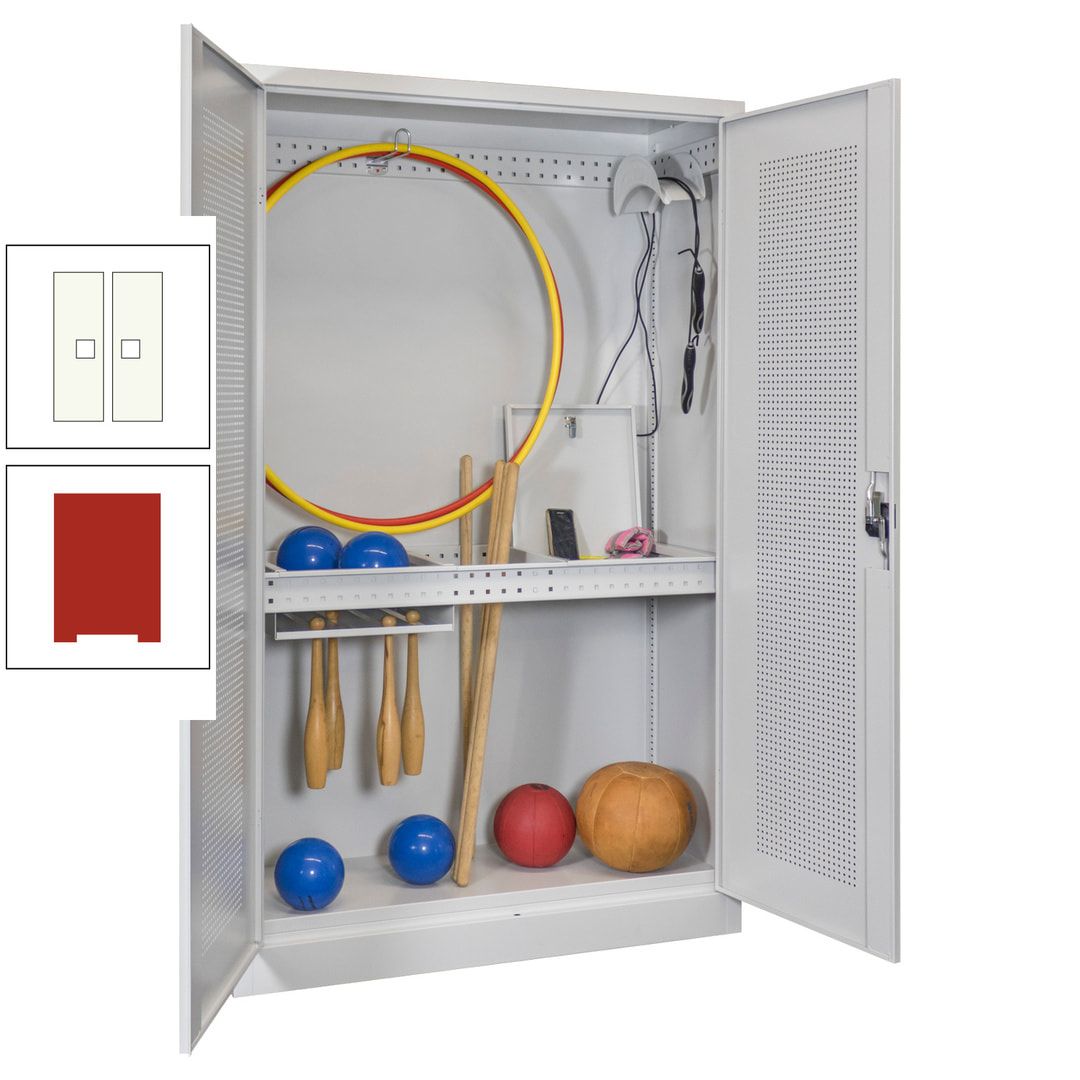Sportschrank - Lochfeldtüren - Variante 1 - 1.950x1.200x500 mm (HxBxT) - anthrazitgrau