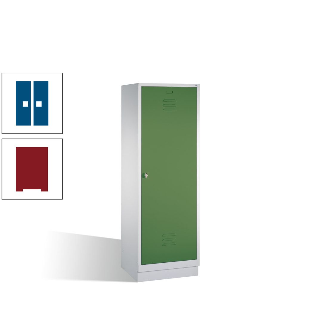 Doppel-Spind mit Großtür, Garderobenschrank mit Sockel, 2 Abteile a 300 mm, Korpus anthrazitgrau, Tür anthrazitgrau, 1.800 x 610 x 500 mm (HxBxT)