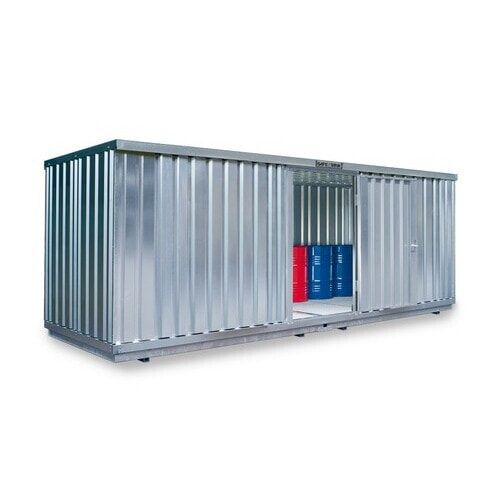Gefahrstoffcontainer - Gefahrstoffdepot - 2.310 x 6.080 x 2.170 mm (HxBxT) - Auffangvolumen 2.060 l - Doppelflügeltür kurze Seite