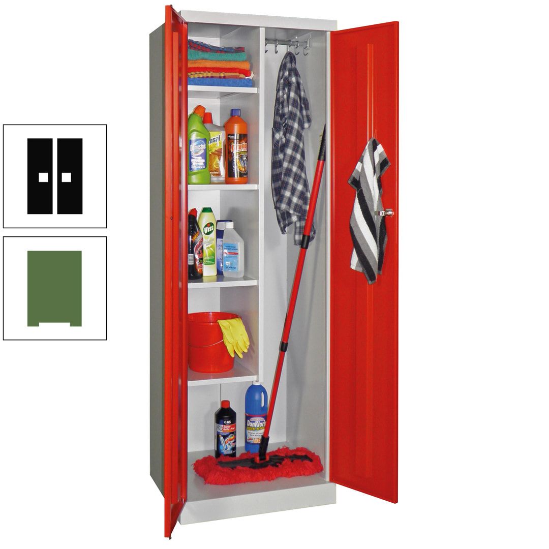 Putzschrank mit Sockel - 1 Abteil mit Trennwand - 1.800x600x500 mm (HxBxT) - Zylinderschloss - anthrazitgrau