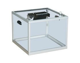 Wahlurne, transparent, Alu eloxiert, abschließbar, mech.Zähler mit Sicherheitsklappe, Rückstellrad, Fassungsvermögen wählbar, 400 x 400 mm (BxT)