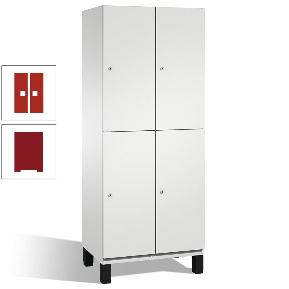 Fächerschrank, Stahlschrank, doppelstöckig, 4 Fächer, Füße, Korpus anthrazitgrau, Tür anthrazitgrau, 1.980 x 600 x 525 mm (HxBxT)