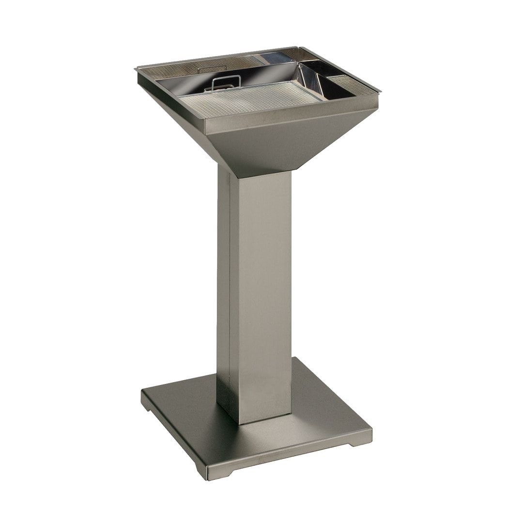 Standaschenbecher, Standascher, Antik-silber, 730 x 325 x 325 mm (HxBxT), Ascher, Turmaschenbecher, Stehascher, mit Sand befüllbar