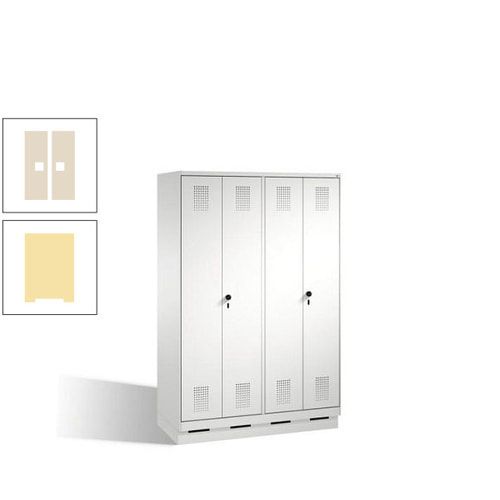 Doppel-Spind, Doppeltüren, Garderobenschrank mit Sockel, 4 Abteile a 300 mm, Korpus anthrazitgrau, Tür anthrazitgrau, 1.800 x 1.200 x 500 mm (HxBxT)