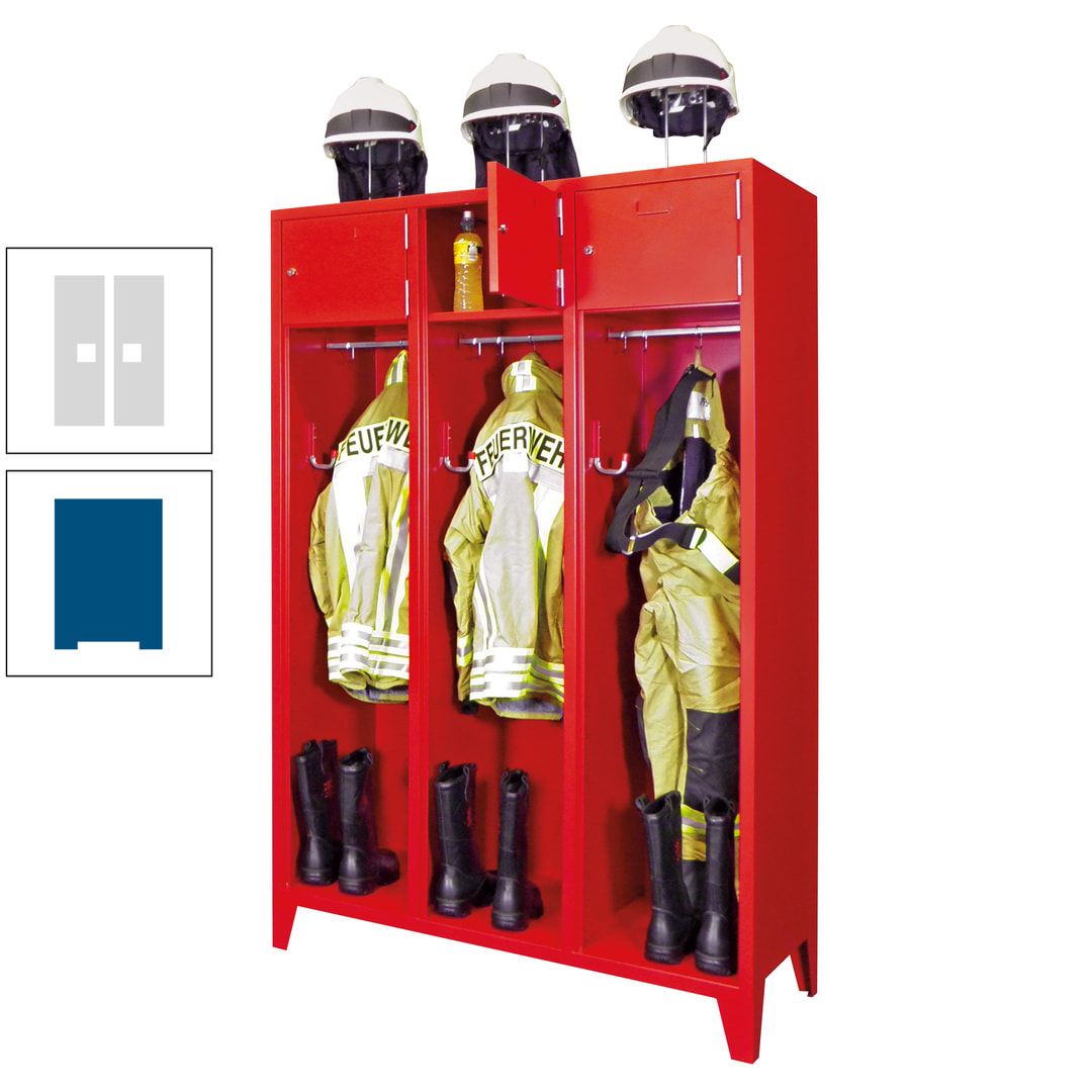 Feuerwehrschrank - 2 Abteile - Ablagefach mit Tür, Etikettenrahmen - 2.100 x 830 x 500 mm (HxBxT) - anthrazitgrau