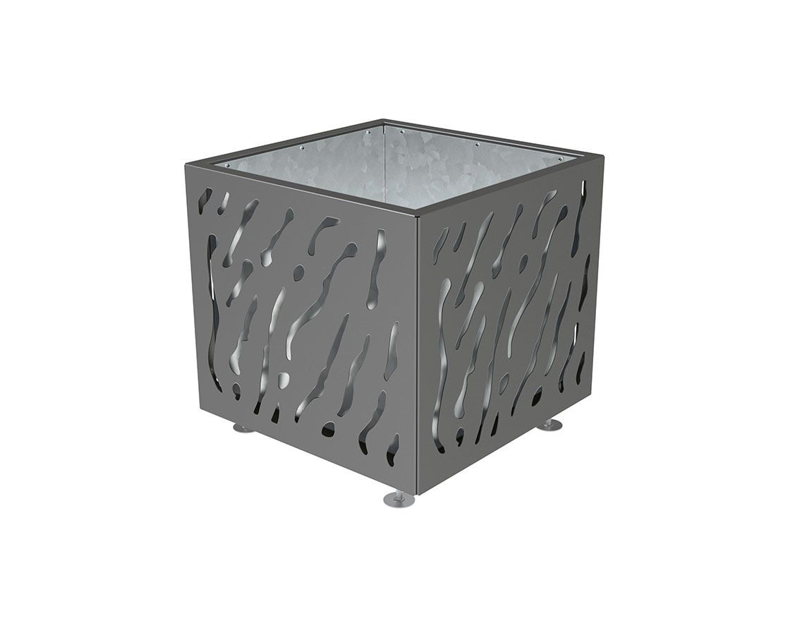 Pflanzbehälter, Stahlblech fvz, einfarbig, innen feuerverzinkt mit Verladungsgriffen, verstellbare Füße, 760 x 790 x 790 mm (HxBxT), enzianblau