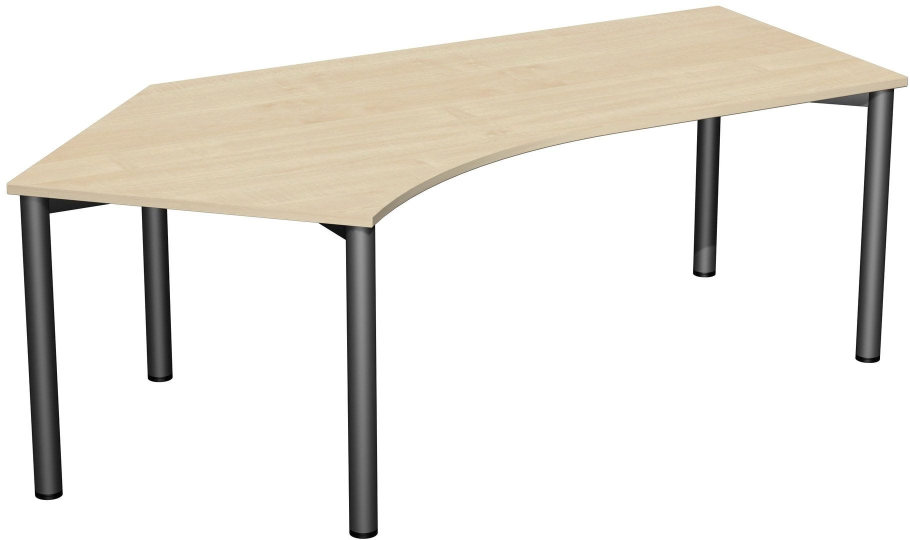 Winkel-Schreibtisch - Winkel links - 4-Fuß Flex - 720 x 2.166 x 1.130 mm (HxBxT) - Gestell anthrazit - Ahorn