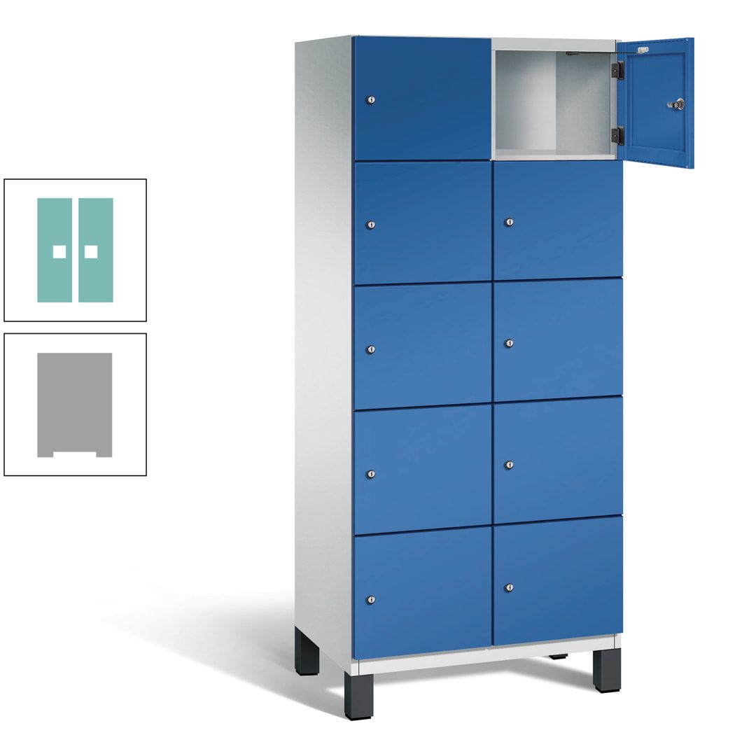 Fächerschrank, Stahlschrank, 10 Fächer, Türöffnungsbegrenzer, Füße, 1.980 x 800 x 525 mm (HxBxT), Korpus anthrazitgrau, Front anthrazitgrau