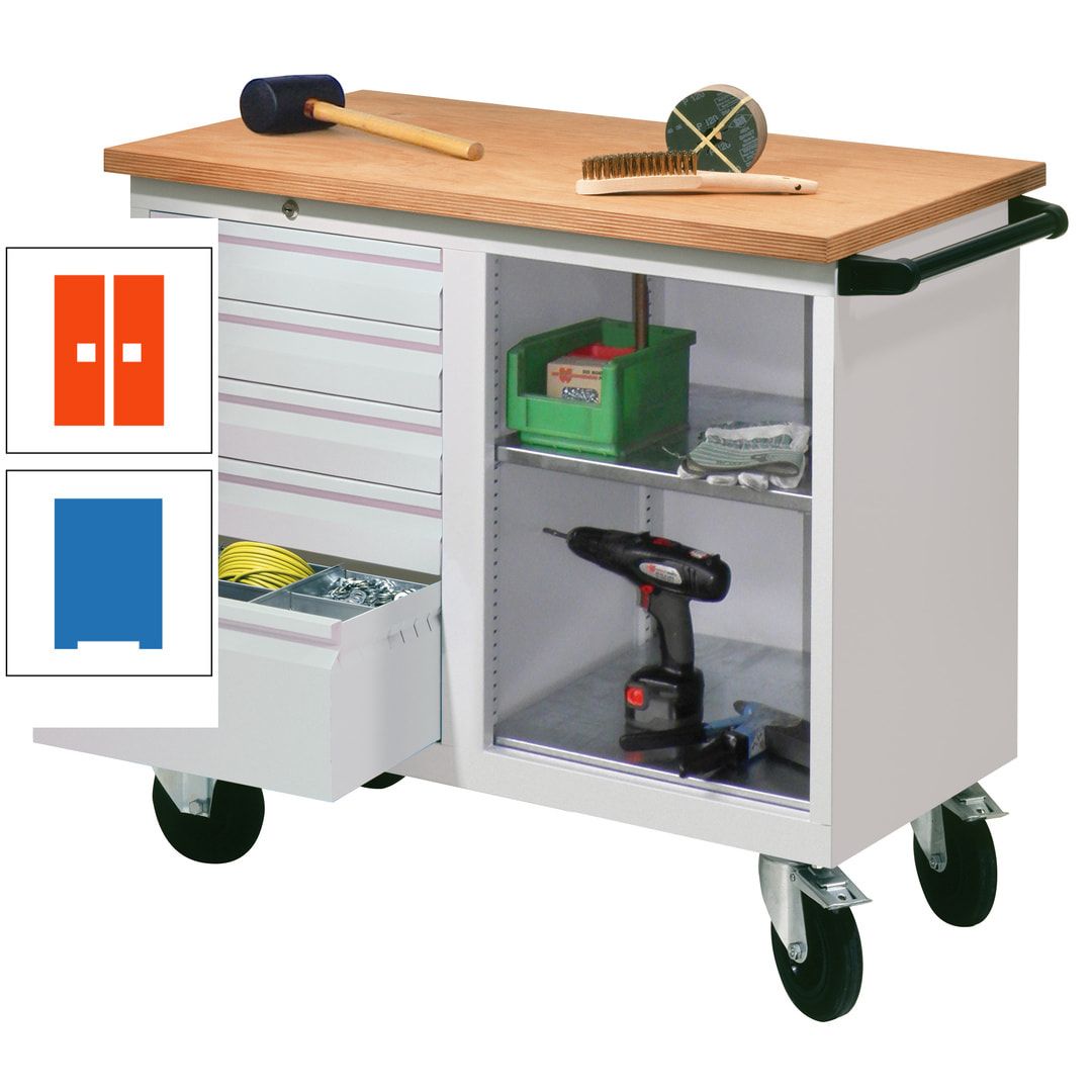 Mobile Werkbank - Werkstattwagen - 915 x 1.090 x 600 mm - 5 Schubladen und Ablagefach - anthrazitgrau