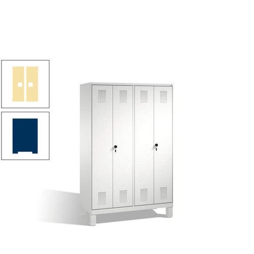 Doppel-Spind, Doppeltüren, Garderobenschrank mit Füßen, 4 Abteile a 300 mm, Korpus anthrazitgrau, Tür anthrazitgrau, 1.850 x 1.200 x 500 mm (HxBxT)