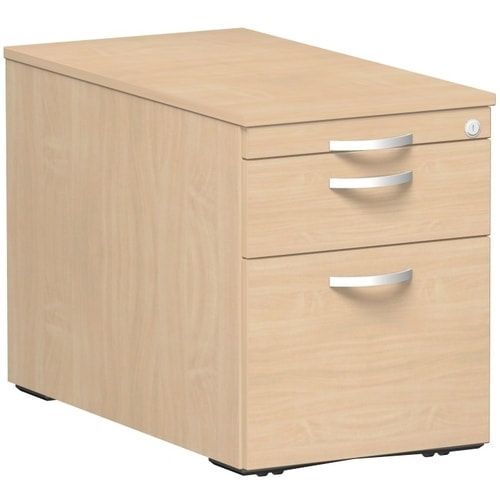Rollcontainer, Metallschublade, Hängeregistratur, Utensilienfach, abschließbar, 565 x 438 x 800 mm (HxBxT), Frontfarbe Ahorn, Korpusfarbe Buche